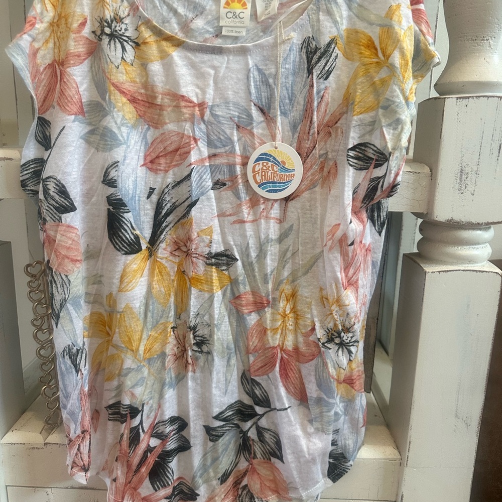 C&C California Women's Floral Blouse - Yellow, Pink, Blue